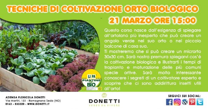 evento in sospeso nuova data in definizione Tecniche coltivazione orto Biologico