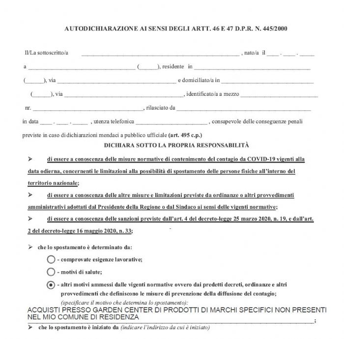 AUTOCERTIFICAZIONE